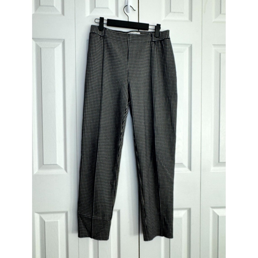 M.M.lafleur Tapered Dress Pants Women's 2‎ Black White Houndstooth Check Stretch